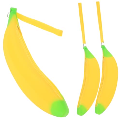 VILLCASE 15 STK Bananen Federmäppchen Tragbare Kosmetiktasche Künstlich Künstlich Stiftebeutel Bleistift Geldbörse Federmäppchen in Bananenform Makeup Tasche Karikatur Obst Reisen Kieselgel von VILLCASE