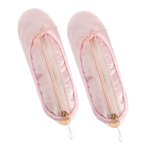 VILLCASE 2 Stück Federmäppchen mit Ballettschuhen Stiftetui für Tanzschuhe Tanzschuh-Make-up-Tasche Ballettschuh-Stiftetui Bleistiftbeutel für Mädchen Make-up-Tanzschuhbeutel Weberei Rosa von VILLCASE