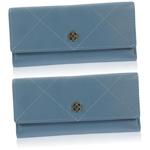 VILLCASE 2st Lange Einfarbige Geldbörse Elegant Geldorganisator Geldbörse Aus Leder Rechnungsorganisator Konto Clutch-Organizer Mit Klappe Ledergeldbörse Münze Pu-Leder Muschelschale Gürtel von VILLCASE