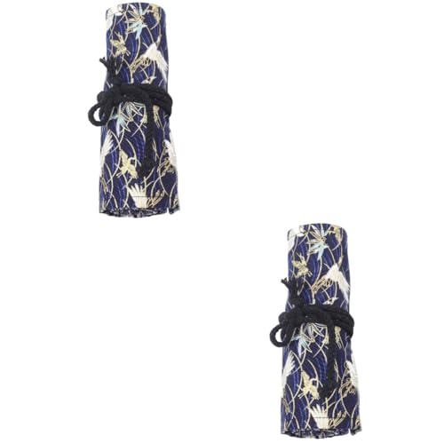 VILLCASE 2 Stück Stiftrolle Tragbare Stifttasche im Chinesischen Stil Geräumiger Bleistift Organizer mit Fächern für Künstler für Wasserfarben und Malutensilien von VILLCASE