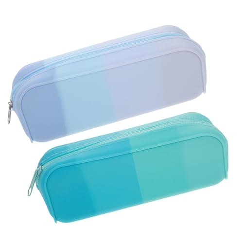 VILLCASE 2 Stück Teiliges Silikon Federmäppchen in Candy Farben Kleines Ästhetisches Mäppchen für Stifte und Make up Pinsel Handlich und Geräumig für Frauen und Schüler von VILLCASE