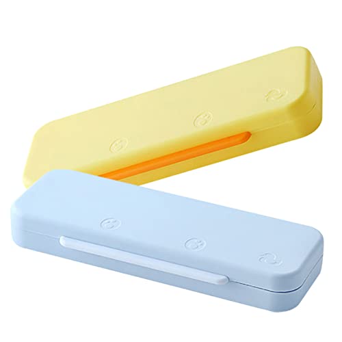 VILLCASE 2 Stück Federmäppchen Aus Kunststoff Für Schüler Stapelbar Robust in Blau Und Gelb Für Schule Und Büro Stifteaufbewahrung Langlebiger Bleistift Organizer von VILLCASE