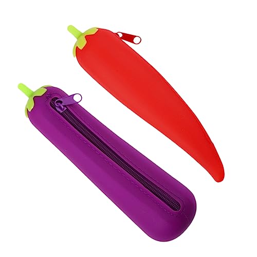 VILLCASE 2Stücke Silikon Stiftetui für Lustige Gemüse Bleistiftfall und Organizer für Schreibwaren und Schulbedarf von VILLCASE