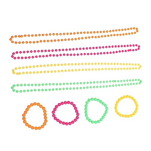 VILLCASE 2sätze Neon Perlenkette Und Armband Teiliges Party Schmuckset Für Mädchen Verstellbar Langlebig Für Feiern Tanzpartys Und Besondere Anlässe von VILLCASE