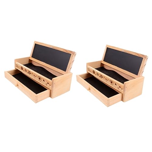 VILLCASE 2st Feder Mäppchen Aus Holz Make-up Pinsel Stiftetui Aus Holz Federmäppchen Für Erwachsene Tragbarer Stifthalter Federmäppchen Für Mädchen Bilden Kind Bleistift Make-up-pinseletui von VILLCASE