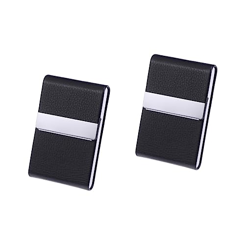 VILLCASE 2stücke Pu Visitenkartenetui Mit -oberfläche Eleganter Business Kartenhalter Für Kreditkarten Und Id-Karten Unisex Schwarz Für Professionelle Auftritte von VILLCASE