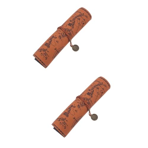 VILLCASE 2stücke Vintage Map Roll-up Federmappe Große Kapazität Für Stifte Und Zubehör Retro Design Für Künstler Studenten Und Schriftsteller Hochwertige Verarbeitung Mattem von VILLCASE