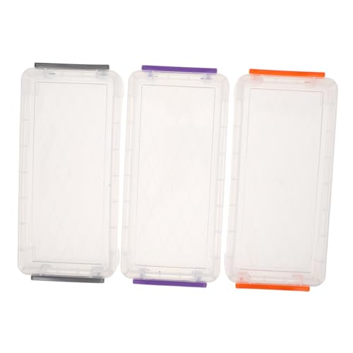 VILLCASE 3stücke Transparente Stiftebox Aus Kunststoff Mit Deckel Stapelbares Stifteetui Für Schule Und Büro Organizer Für Zeichenwerkzeuge Und Bürobedarf Durchsichtiges Design Für von VILLCASE