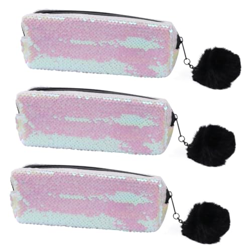 VILLCASE 3stücke Mermaid Sequin Pencil Bag Multifunktionales Federmäppchen Für Mädchen Kosmetische Aufbewahrungstasche Schule Und Mit Ausreichend Für Schreibwaren von VILLCASE