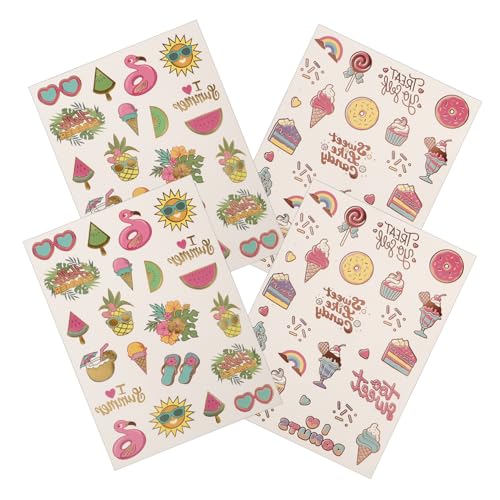 VILLCASE 4 Blätter Hawaiian Style Tattoos Aufkleber Temporäre Deko Tattoos für Frauen und Männer Kreative und Einzigartige Designs für Körper Einfach Anzubringen Entfernen aus Hochwertigem von VILLCASE