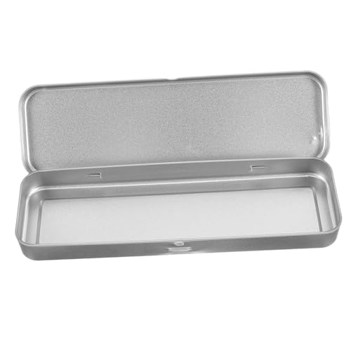 VILLCASE 4 Stck. Metall Federmäppchen Rechteckig Einlagig Stiftbox für Schüler Robustes Blech Stifteetui Organizer für Schule und Büro Silber von VILLCASE