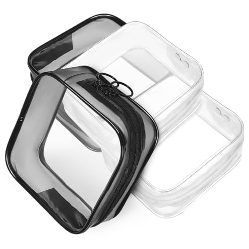 VILLCASE 4 Stück Kulturbeutel Transparent Make-Up-Tasche Wasserdicht Quart-Größe Reise-Make-Up-Kosmetiktasche Für Damen Und Herren Handgepäck-Tasche Flughafen-Airline-Konform von VILLCASE