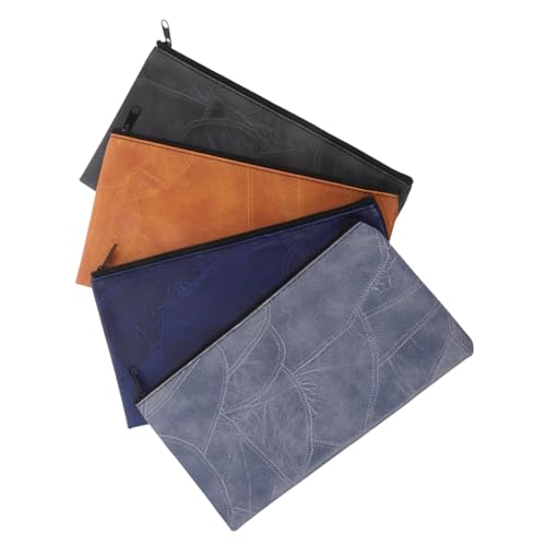 VILLCASE 4stücke Bankeinzahlungsbeutel Aus Pu-Material Mit Reißverschluss Geldbeutel Für Bargeld Schecks Kosmetik Werkzeuge Kompakt Und Leicht Wasserfest Und Kratzfest Für Täglichen von VILLCASE