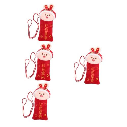 VILLCASE 4 Stücke Chinesischen Neujahr Roten Umschlag Tasche Plüsch Material Brieftasche 3D Design 2023 Geld Paket Pakete von VILLCASE