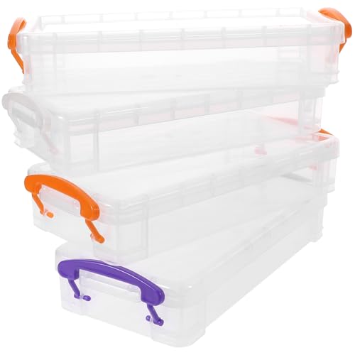 VILLCASE 4 Stück Karton Transparentes Federmäppchen mit großem Fassungsvermögen stapelbare Stiftebox 30 cm großes, durchsichtiges Federmäppchen Buntstifte Stift-Organizer-Halter Etui Knopf von VILLCASE