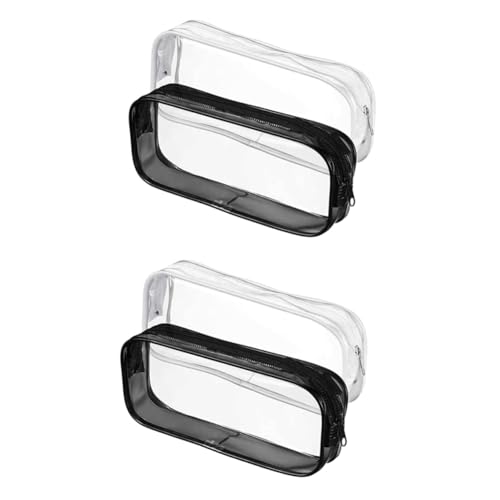 VILLCASE 4stücke Transparente Federmäppchen Großes Stiftemäppchen Für Schule Multifunktionale Tasche Für Stifte Und Kosmetik Praktisch Für Schüler Und Studenten Schwarz Und Weiß von VILLCASE