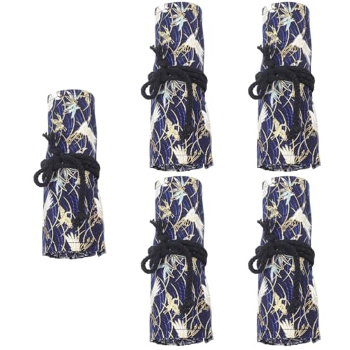 VILLCASE 5 Stück Roll Up Stiftetui für Mädchen Tragbare Bleistiftrolle im Chinesischen Stil Große Kapazität für Farben Pinsel und Marker Robustem Baumwollmaterial Fächer für Künstler und von VILLCASE