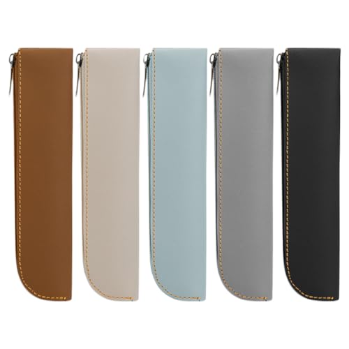 VILLCASE 5-teiliges Federmäppchen mit Reißverschluss: Federmäppchen aus Pu-Leder mit großer Kapazität – Stiftetasche mit Reißverschluss für Schreibwaren-Organizer für Schule und Büro von VILLCASE