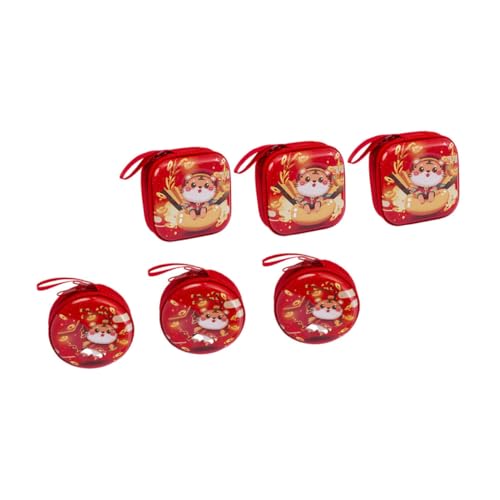 VILLCASE 6 Stück Tiger Jahr Münzbeutel aus Weißblech Dekorative Aufbewahrungstasche für Kinder und Erwachsene Praktisch für Kleingeld Schlüssel und Mehr Design von VILLCASE