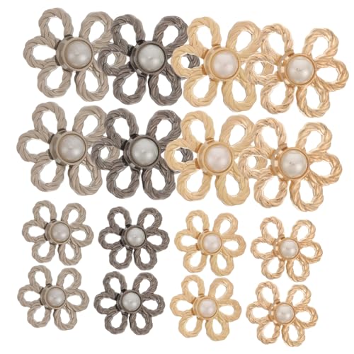 VILLCASE 8 Paare Taillenspanner für Hosen ohne Nähen Verstellbare Jeansknöpfe aus Metall in Gold Silber und Gunmetal Wiederverwendbar Modische Taillenknöpfe für Damen und Herren von VILLCASE