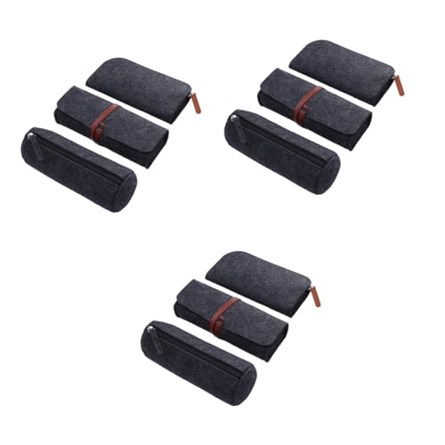 VILLCASE 9stücke Teiliges Filz-mäppchen Dunkelgraue Stifte Und Kosmetiktasche Vielseitig Einsetzbar Als Schreibwaren-Organizer Handy Oder Make-up-Tasche Schickes Und Einfach Zu von VILLCASE