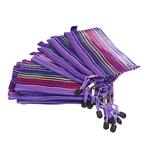 VILLCASE Aufbewahrungsbeutel Mit Reißverschluss – 12 Stück Nylon-netzbeutel Mit Regenbogenstreifen Ideal Für Reisen Toilettenartikel Und Bürobedarf von VILLCASE