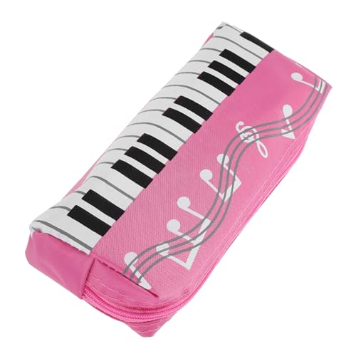 VILLCASE Canvas Federmäppchen mit Klaviertastatur Motiv Langlebig und Geräumig Großer Stauraum für Stifte und Schreibwaren Praktisches Federmäppchen für Schule und Alltag Pinkes Design für von VILLCASE