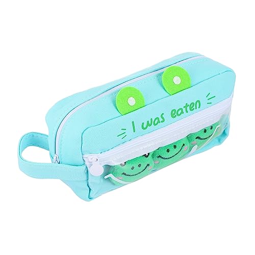 VILLCASE Cartoon Frosch Federmäppchen Großes Fassungsvermögen Schüler Stiftemäppchen Schreibwaren Organizer Sicher Tragbar Robustes Material Grün von VILLCASE