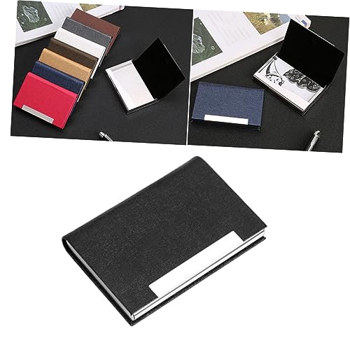 VILLCASE Edelstahl Visitenkartenhalter Schwarz Kartenhalterung Visitenkartenhalter Business-etui Namensschild Etui Fürs Business Kartenetui Aus Edelstahl Und Pu Namens-Organizer von VILLCASE