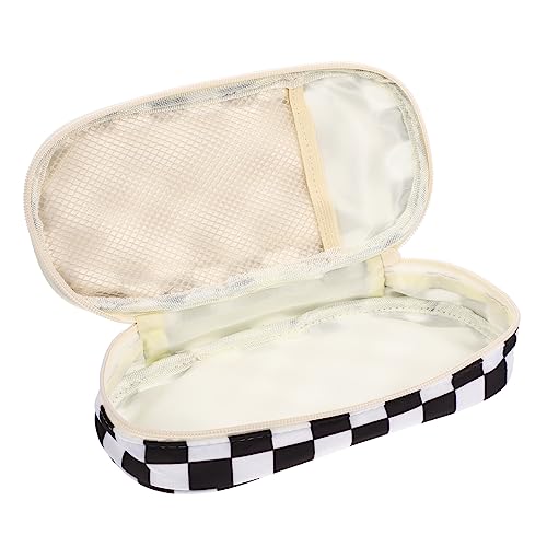 VILLCASE Federmäppchen Große Kapazität Schachbrettmuster Robustes Stifteetui mit Reißverschluss für Schule Reisen Bürobedarf Tragbares Stiftemäppchen für Studenten und Erwachsene von VILLCASE