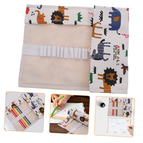 VILLCASE Handgefertigte Canvas Stifterolle mit Fächern Großer Kapazität Rollmäppchen für Buntstifte und Pinsel Tragbarer Zeichenstift Organizer für Künstler und Kunststudenten von VILLCASE