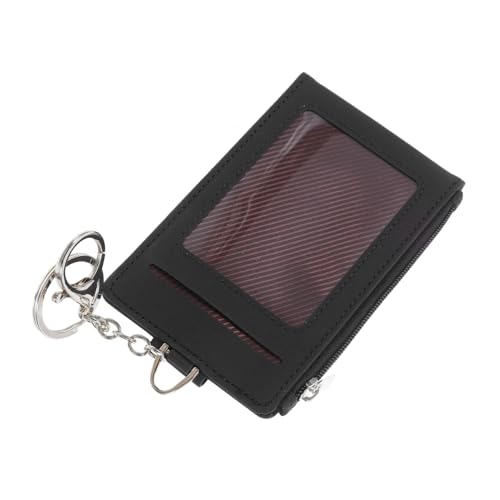 VILLCASE Kartenhalterschlüsselring Valentinstags -abzeichenhalter Kartenbrieftaschenschlüsselung Karten-Organizer-kartenetui Inhaber Einer Arbeitsplatzkarte Lehrerausweishalter Pu Black von VILLCASE