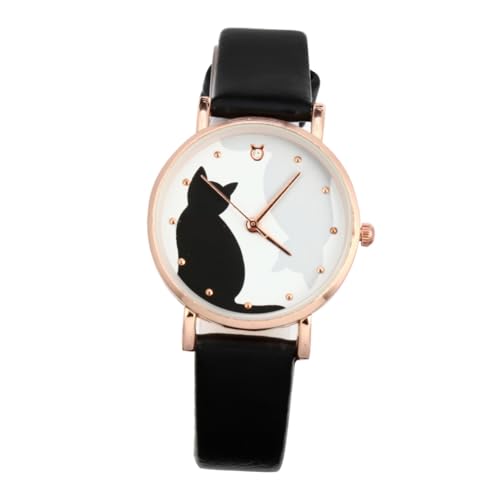 VILLCASE Cartoon Katzen Armbanduhr Für Mädchen Quarz-Uhr Mit Verstellbarem Kunstlederband Niedliches Design Und Präzise Zeitmessung Für von VILLCASE