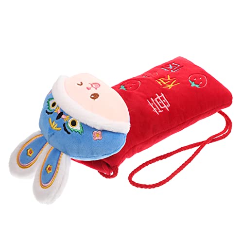 VILLCASE Kleiner Roter Geldbeutel Im Hasen-Design Für Frühlingsfest Um Geld Münzen Und Karten Aufzubewahren Plüschig Und Praktisch von VILLCASE