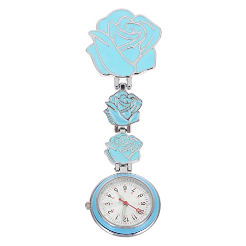 VILLCASE Uhr Taschenuhr Zeiger Krankenschwesteruhr Schwesternuhr Quarzwerk Uhr Rosen Blumen Form Ansteckuhr Pflegeuhr Pflege Pulsuhr Seniorenuhr Damen Herren Arzt Kinder Geschenke von VILLCASE
