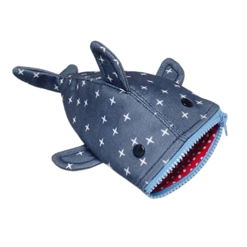 VILLCASE Lustiges Shark Federmäppchen mit Großem Stauraum Geräumige Stifttasche aus Robustem Canvas Vielseitiger Schul Reise-Organizer für Stifte Marker und Kosmetik Blau von VILLCASE