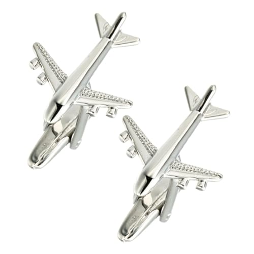 VILLCASE Manschettenknöpfe Herren Silber Flugzeug Design Robuste Elegante Anzug accessoires für Alltag und Party Glatt Langlebig Klassischer Stil Shirt Cufflinks von VILLCASE