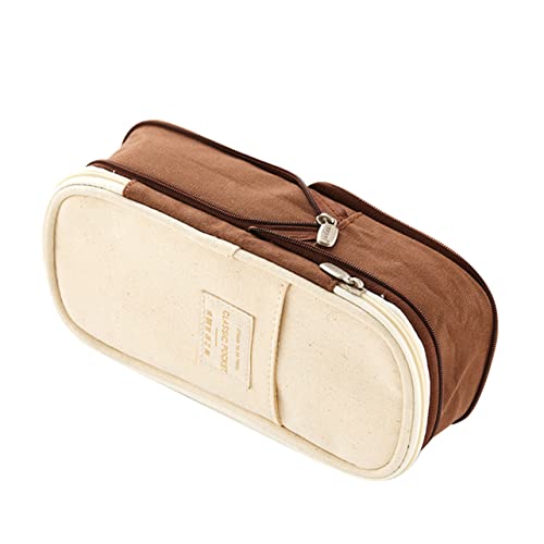 VILLCASE Stiftetasche Mit Großer Kapazität Multifunktionales Federmäppchen Schreibwarenhalter Tragbare Bleistifttaschen Zubehör Karamell von VILLCASE