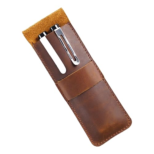 VILLCASE Leder Stiftetasche Retro Stifte Aufbewahrungstasche Hergestellt Aus Rindsleder Vintage Design Stiftetasche Multifunktional Stiftehalter Für Schreiben von VILLCASE