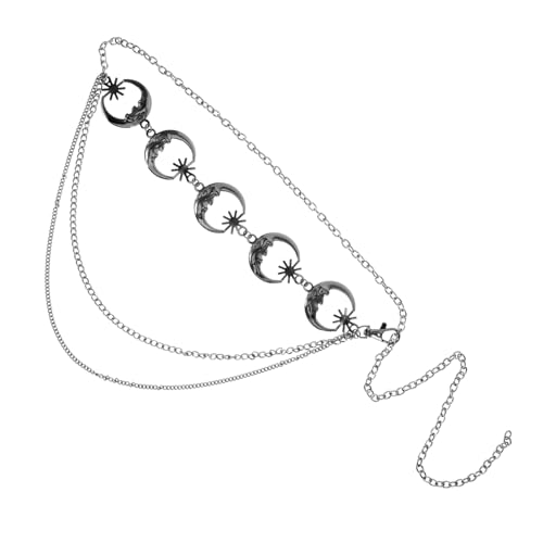 VILLCASE Taillenketten Für Frauen Metall Bauchketten Mit Schnalle Verstellbare Vintage Stern Und Mond Körperschmuck Mehrschichtige Kette Für Kleider Und Hosen von VILLCASE