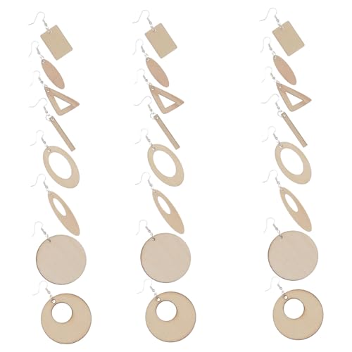 VILLCASE Teiliges Blanko Holzohrringe Natürliche Holzanhänger Leichte Diy Ohrstecker Bemalen Glatte Oberfläche Vielseitig für Schmuckherstellung und Persönliche Gestaltung Ohrhaken und von VILLCASE
