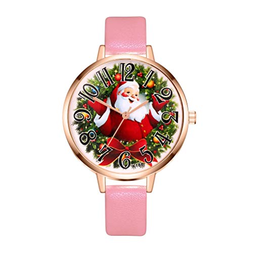 VILLCASE Weihnachten Weihnachtsmann Uhr Elegante Quarz Armbanduhr Schöne Sportuhr Schmuck für Frau Mädchen Dame (zufälliger Stil) von VILLCASE