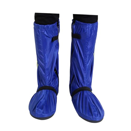 VILLCASE wasserdichte Oxford Schuhüberzüge Wasserfeste Regenstiefel Überschuhe mit Reflektierendem Design rutschfest Hohe Schutz Überschuhe für Männer Frauen Blau XXL von VILLCASE