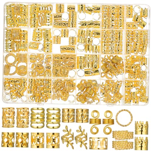 VILLFUL 1 Schachtel Haarringe für Zöpfe Metall Haarschmuck Braid Charms Herz Stern Rund Leichtes Stylingzubehör für Damen Herren Festliche Anlässe und Alltag von VILLFUL