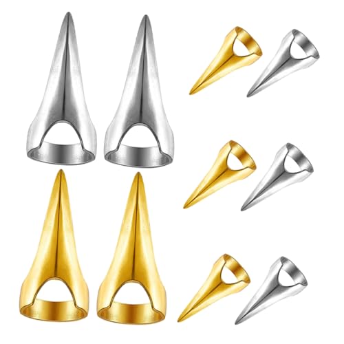 VILLFUL 10 Stück Teiliges Haarschneide Metallring Nagel Fingerring für Haarabteilungen Punk Cosplay Haarschmuck Zöpfe Styling Zubehör Gold Silber Mix von VILLFUL