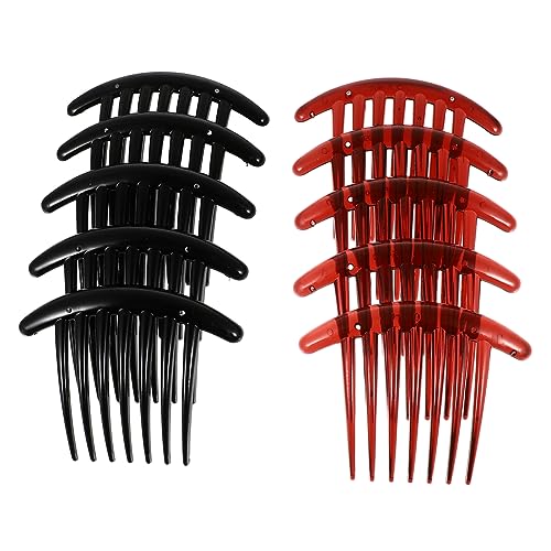 VILLFUL 10 Stück Teiliges Haarspangen Kamm mit Zähnen Gebogenes Design in Schwarz und Rotbraun Haarschmuck für Frauen Party Hochzeit Frisur Accessoire aus Sicherem Kunststoff von VILLFUL