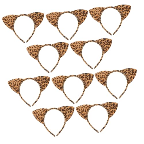 VILLFUL 10 Stück Teiliges Leopard Muster Katzenohren Stirnband Modisch Leichter Haarreif mit Feiner Verarbeitung Bequemes Tierohren Accessoire für Frauen für Partys und Cosplay von VILLFUL