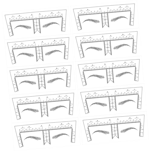 VILLFUL 10 Stück Teiliges Professionelles Augenbrauen Messlineal aus Weißem PVC Abreißbare Einweg Aufkleber Präzise Kompatibel mit Stiften und Schablonen für Exaktes Augenbrauen Mapping von VILLFUL