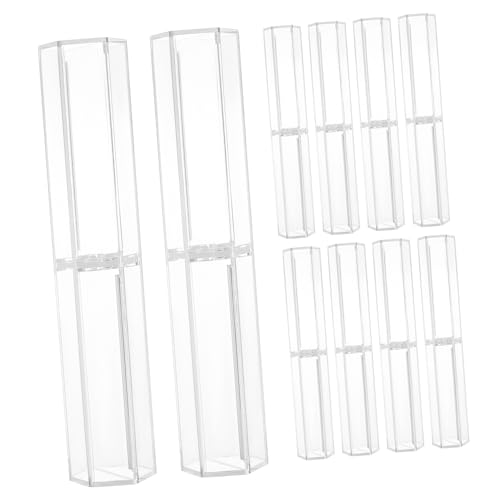 VILLFUL 10 Stück Transparente Sechseckige Stiftbox aus Klarer Stiftehalter für Kugelschreiber und Bleistifte Leicht als Geschenkbox für Geburtstag Geschäft und Feierlichkeiten von VILLFUL