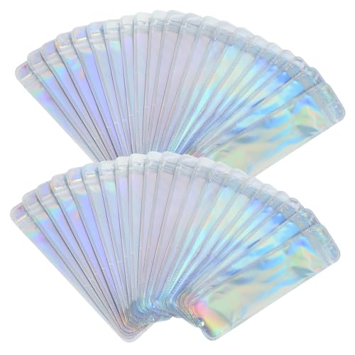 VILLFUL 100Stücke Selbstverschließende Beutel Wiederverwendbare und wasserdichte Holographische Verpackung für Malpinsel Lipgloss Schmuck und Kosmetik von VILLFUL